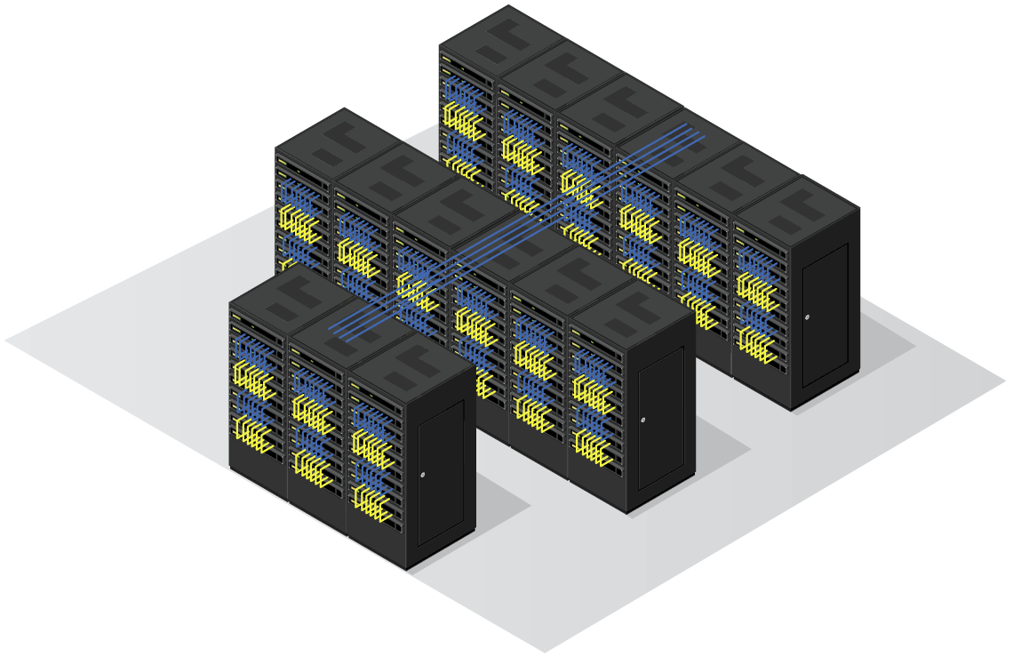 Centro de datos con múltiples racks